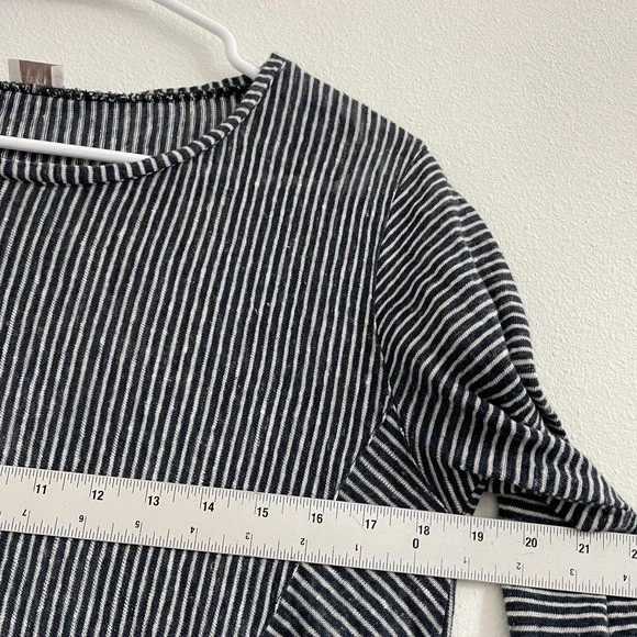 Poetry Top Women 4 Striped Linen Classic Asymmetrical Coastal Preppy Lagenlook - Picture 3 of 12